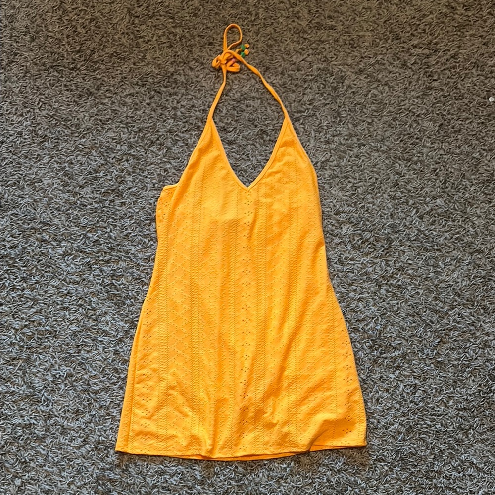 Vibrant Orange Halter Dress